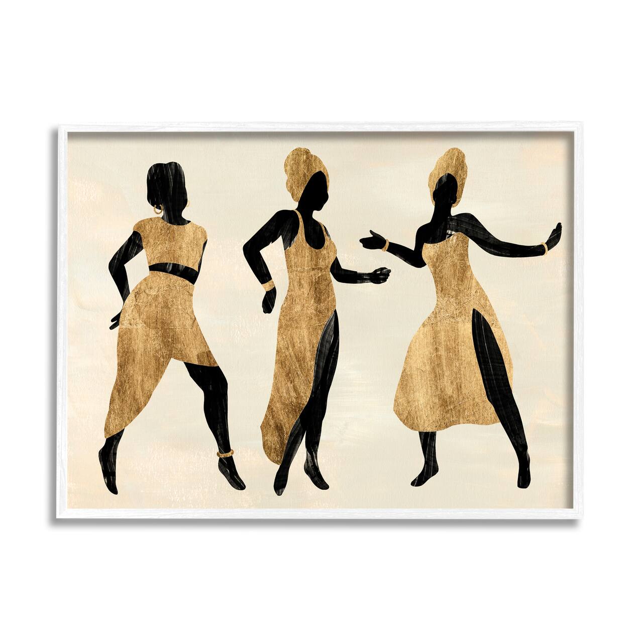 Stupell Industries Powerful Women Dancing African Glam Fashion Black Beige in White Frame Wall Art